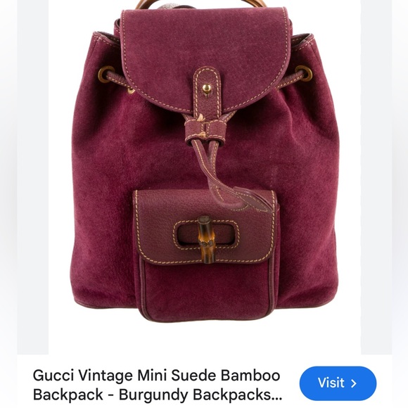 Gucci mini bamboo suede backpack 🩷 burgundy - Picture 1 of 11